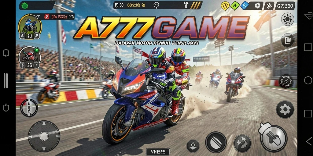 Tampilan gameplay balapan motor yang mendebarkan dan penuh aksi.