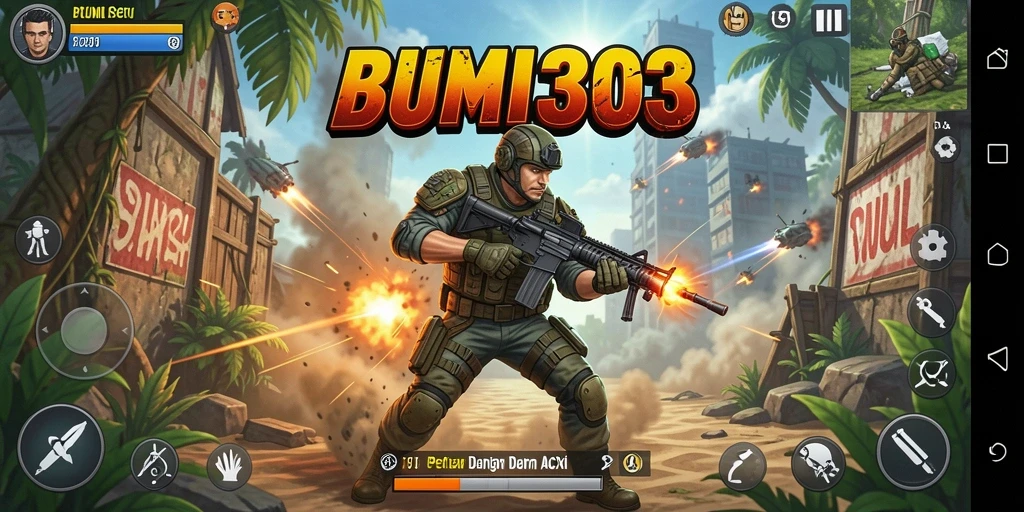 Tampilan menegangkan dari gameplay BUMI303 yang penuh aksi.