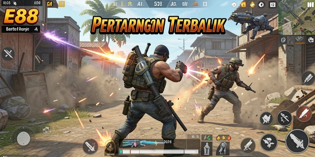 Tampilan gameplay menegangkan di E88 Battle Royale.