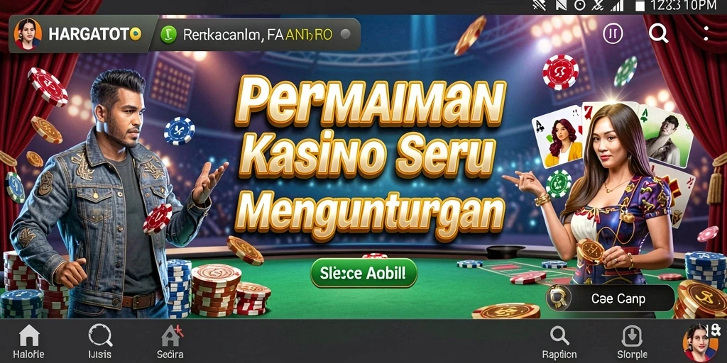 Tampilan gameplay menarik dari HARGATOTO yang menghadirkan suasana Kasino.