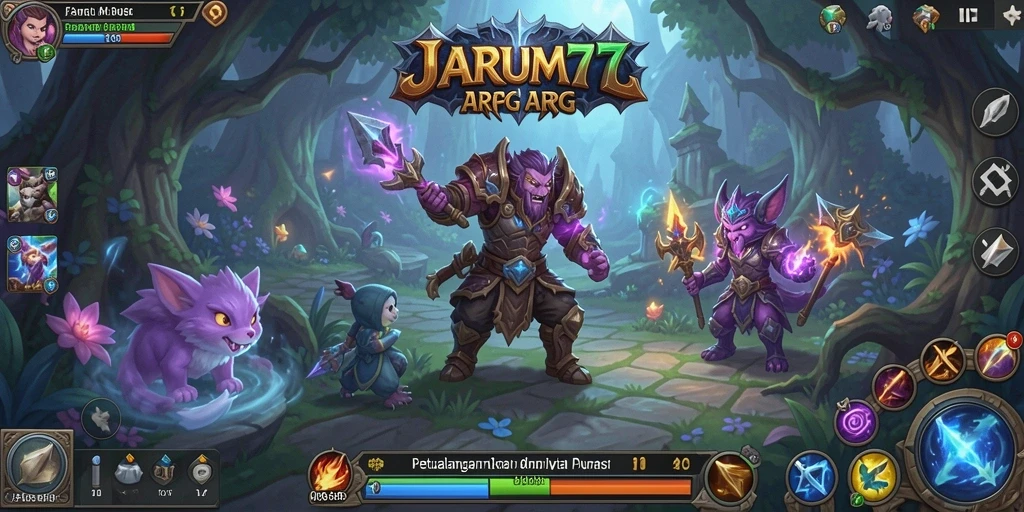 Tampilan gameplay epik dalam JARUM77 yang menampilkan pertarungan seru.