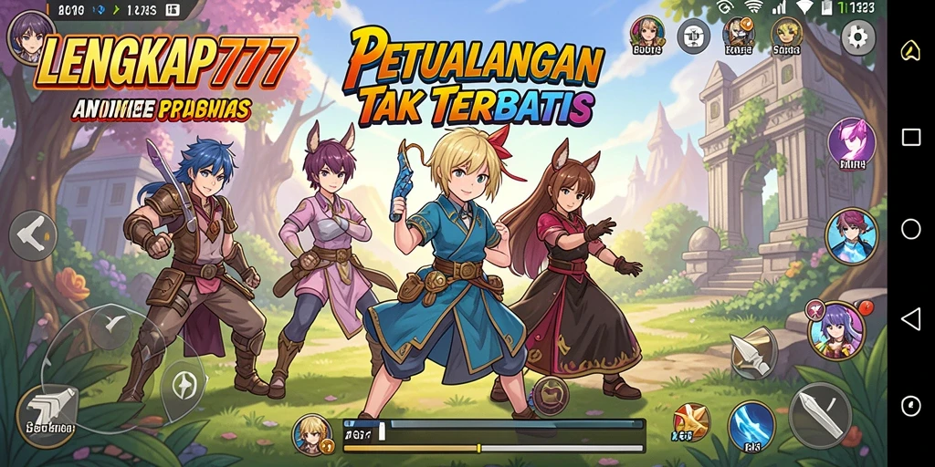 Tampilan gameplay <strong>LENGKAP777</strong> yang memukau dengan aksi anime.