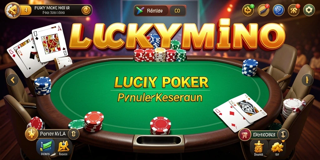 Tampilan gameplay seru di LUCKYMINO yang menampilkan aksi Poker.