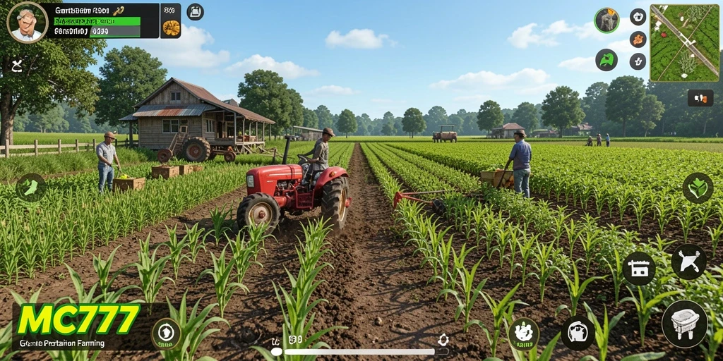 Tampilan gameplay <strong>MC777</strong> yang menarik saat bertani dan merawat kebun.
