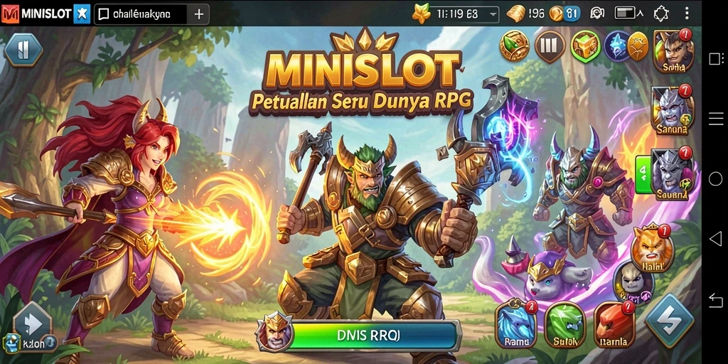 Tampilan screenshot MINISLOT yang menampilkan aksi RPG yang mendebarkan.