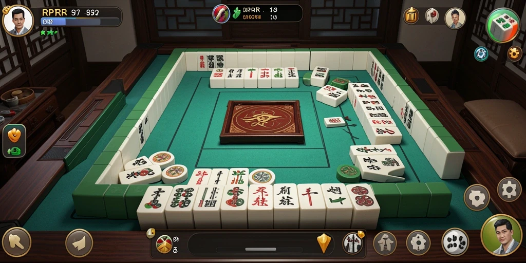 Screenshot gameplay RPRR menampilkan pencocokan ubin Mahjong yang seru.