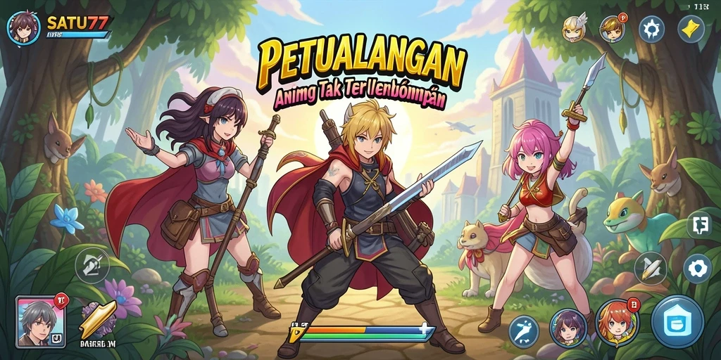 Tampilan gameplay seru dalam SATU77 yang menampilkan karakter anime.