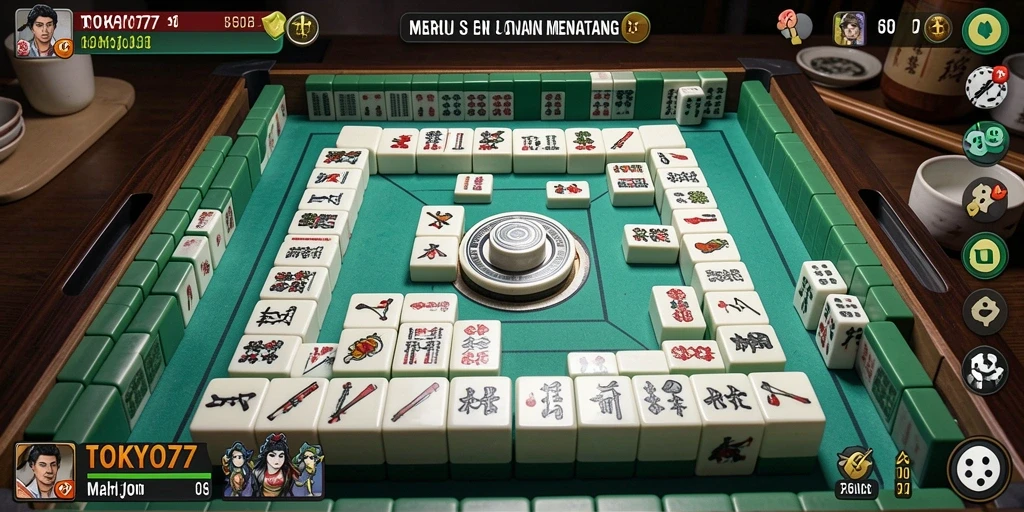 Screenshot gameplay TOKYO77 yang menunjukkan tantangan Mahjong.
