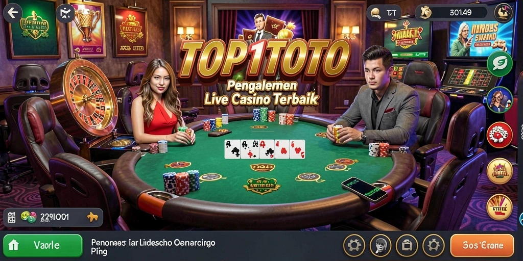 Tampilan interaksi dealer langsung dalam game Live Casino.