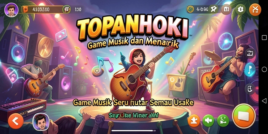 Screenshot gameplay TOPANHOKI menampilkan pengalaman bermain musik yang seru.