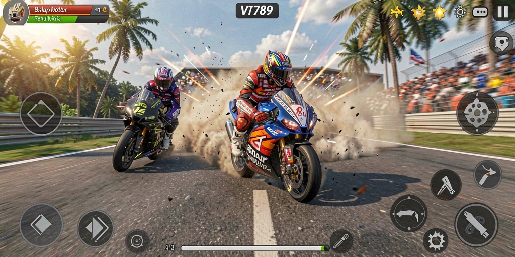 Tampilan menarik dari balapan motor yang menegangkan di VT789.